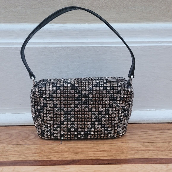 RARE ALEXANDER WANG HEIRESS RHINESTONE PATTERN MESH POUCH CLUTCH BAG - Picture 8 of 14